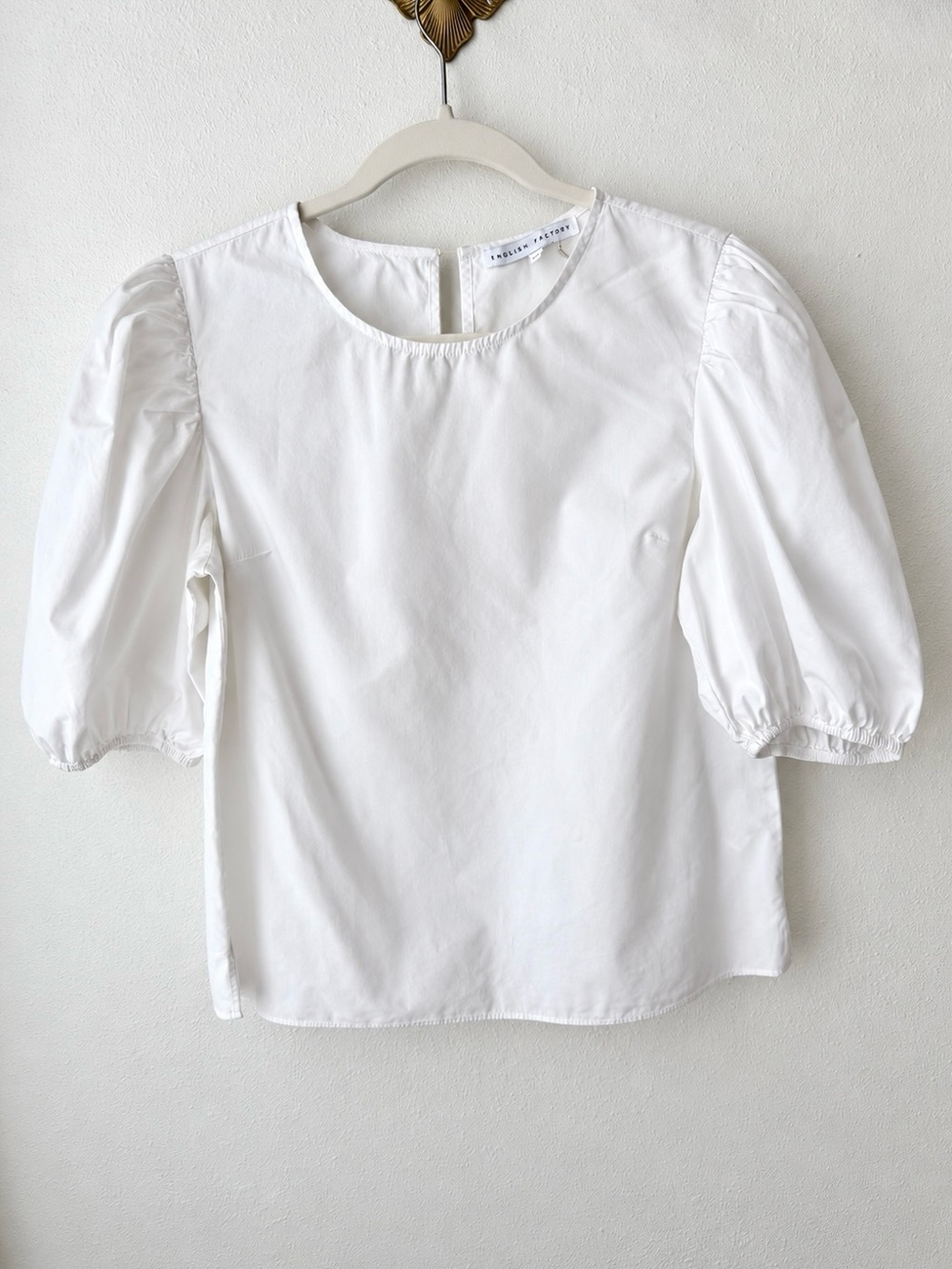 English Factory White Puff Sleeve Cotton Blouse Size Small